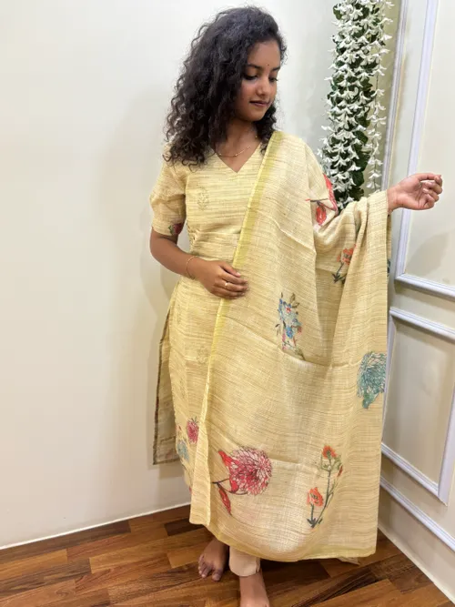 Khadi Printed Kurti with dupatta