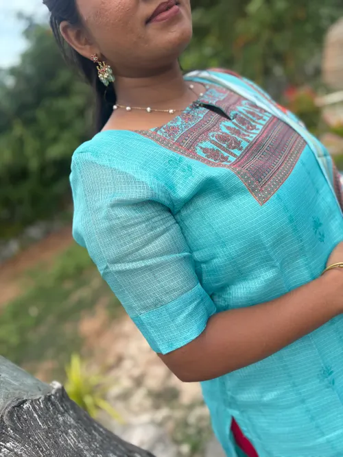 "AQUA" Kota Kurti with dupatta