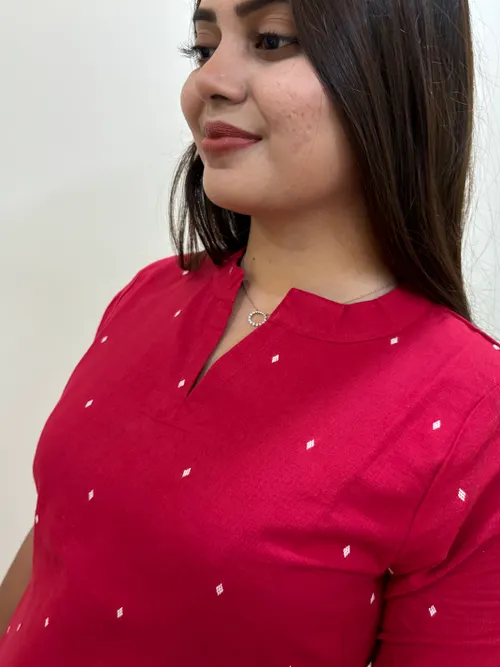 Red Handloom Cotton Kurti