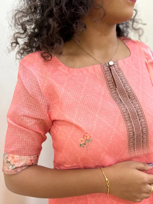Kota Kurti with Dupatta - Peach