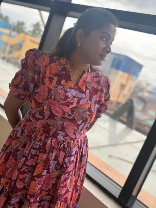 "Gulkhand" Kantha Cotton 3 tier Maxi