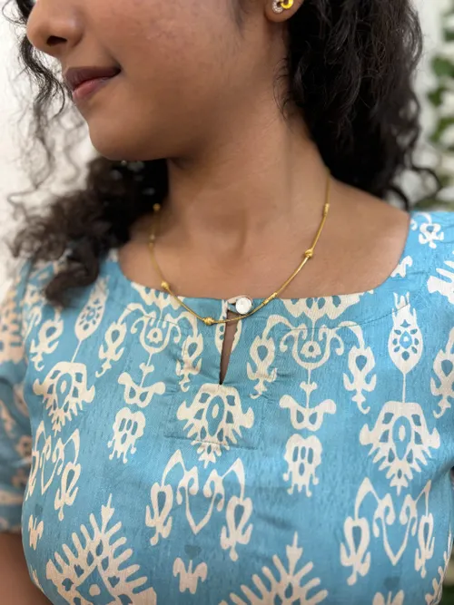 Ice Blue Muslin Kurti