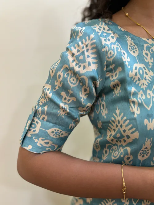 Ice Blue Muslin Kurti