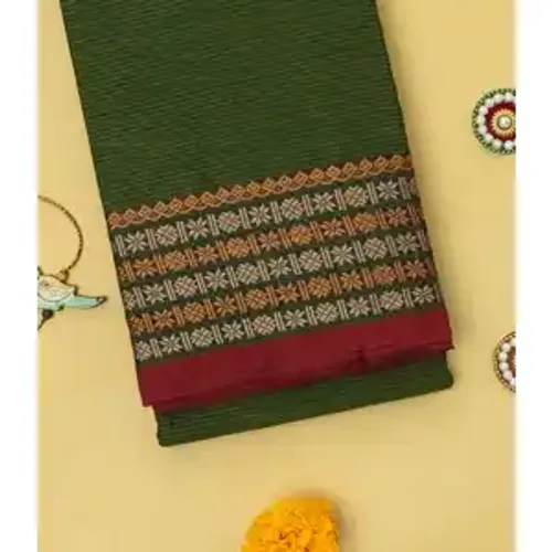 Exclusive Chettinad Cotton Sarees with Fancy Golden Zari Borders for Women