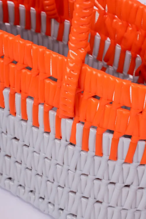 Orange Hand Woven Wired Basket-Small