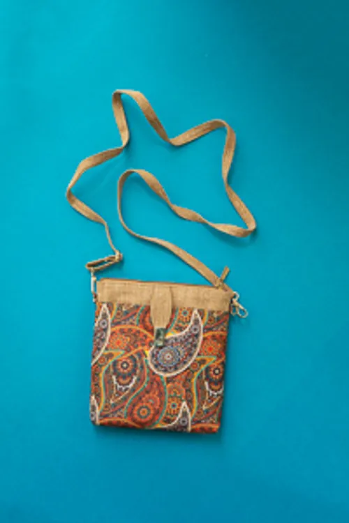 Ajrakh Print Silk Sling bag With mango Prints