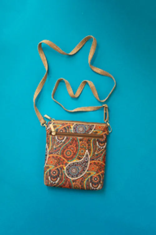 Ajrakh Print Silk Sling bag With mango Prints