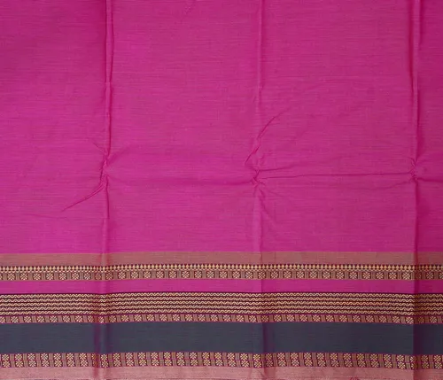 Women's Chettinad Cotton Sarees - 80s count Elegant Thread Woven Border Saree With Blouse