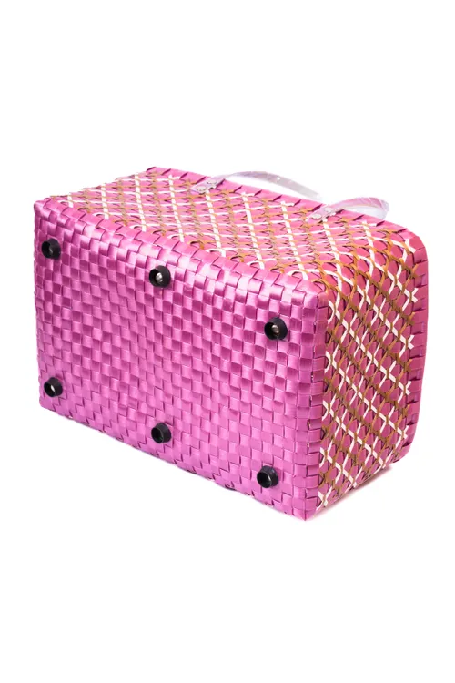 Onion Pink Chettinad Basket in Double Weave Pattern