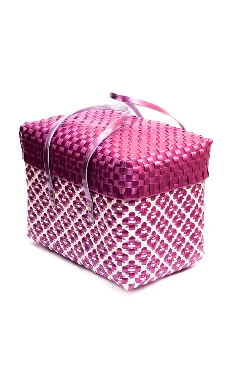 Onion Colour Double Weave Chettinad Baskets with Lids