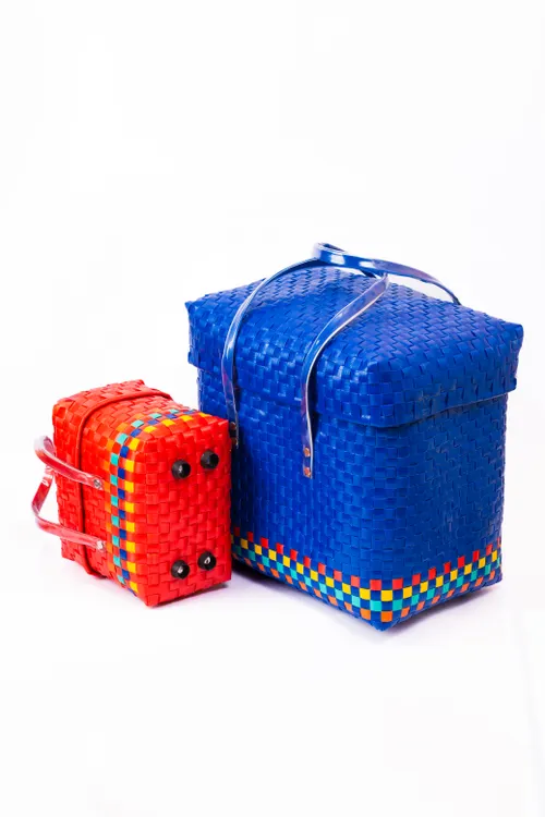 5Colour set of 5 Chettinad Baskets with lids