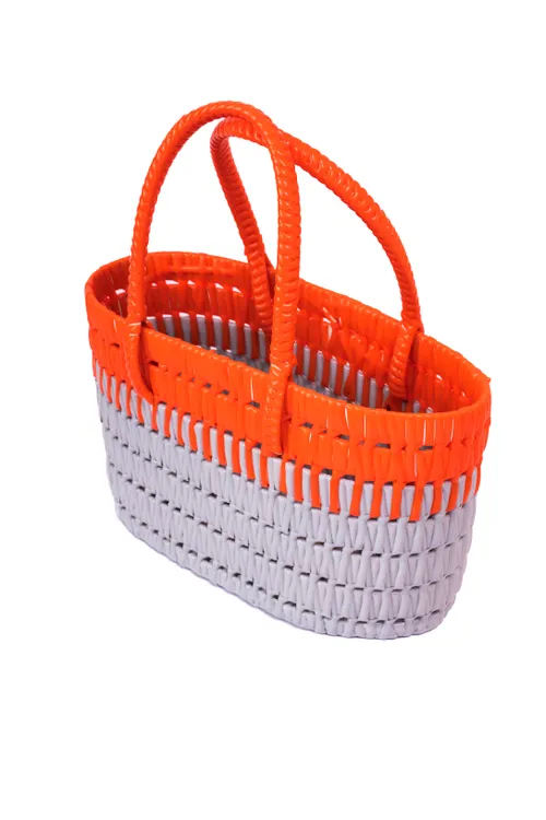 Orange Hand Woven Wired Basket-Small