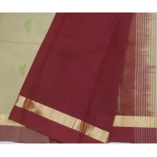 Women's Chettinad Cotton Sarees - Elegant Copper Zari Border Pure Cotton Checked Saree