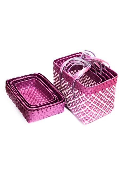 Onion Colour Double Weave Chettinad Baskets with Lids