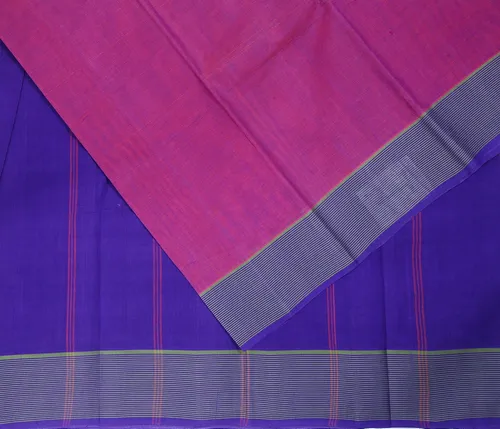 Chettinad Cotton Purple Saree with golden zari border