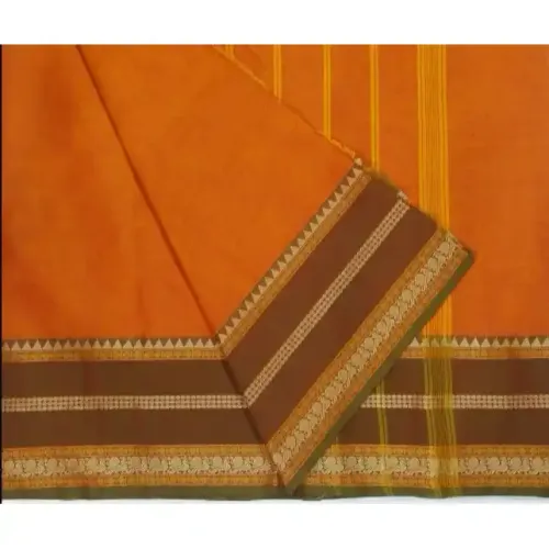 Women's Handloom Chettinad Cotton Sarees - 80s count Zari Woven Border Pure Cotton Saree With Blouse