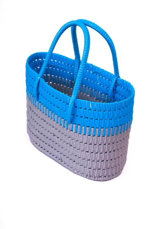 Blue and Grey Hand Woven  Wired Baskets-Small