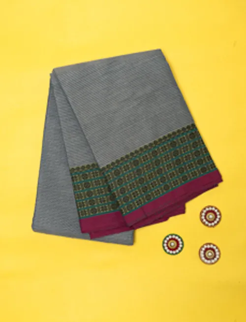 CHETTINAD  COTTON WITH THREAD BUTTA BORDER