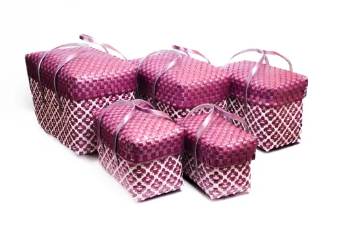 Onion Colour Double Weave Chettinad Baskets with Lids