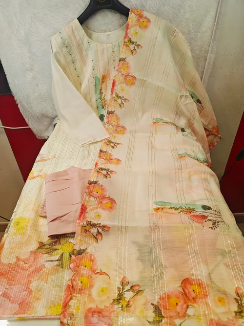 PREMIUM WHITE COTTON KURTI SET KS04