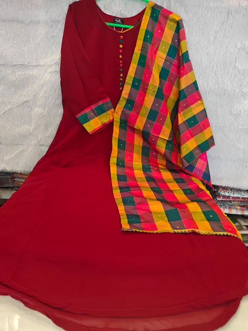 CHECKED SHAWL ANARKALI KURTI AK26