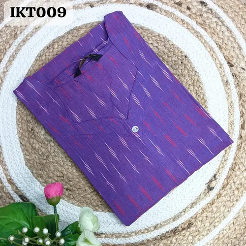 Premium cotton Ikkat A-line kurtis - IKT009 / Purple 