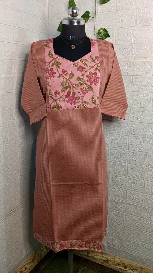 Kantha Cotton Kurtis KC12 - peachy pink 