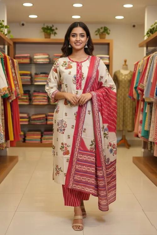 Premium cotton 3pc set / SET008 - Beige colour 