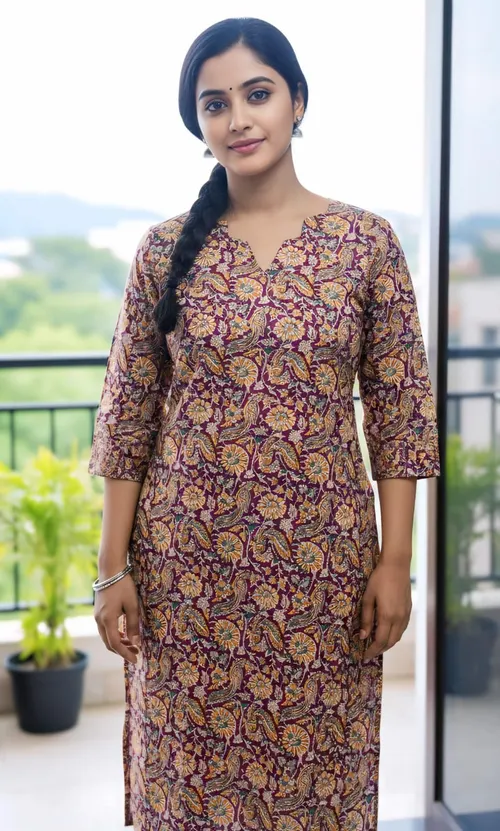 Kalamkari kurti - KLM004 / Purple 