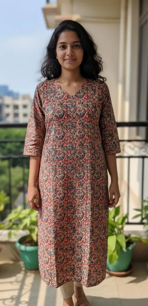 Kalamkari kurti -KLM001 / Maroon