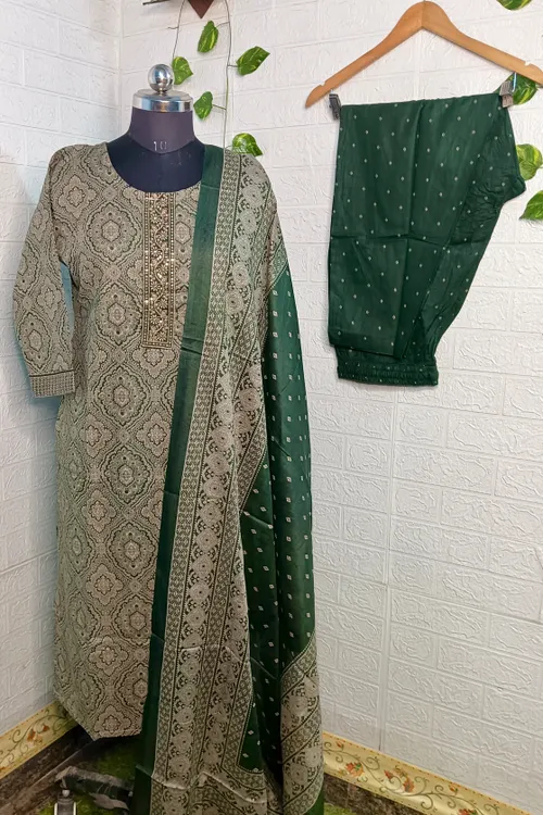 Premium cotton 3pc set/ SET005 - Bottle green 