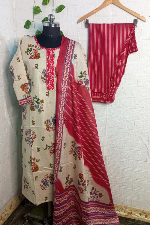 Premium cotton 3pc set / SET008 - Beige colour 