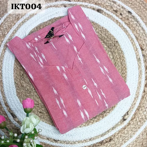 Premium cotton Ikkat A-line kurtis - IKT004 / Peach 