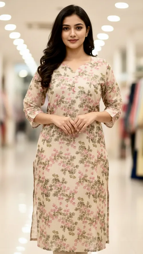 Tissue silk kurti / TS004 - Cream