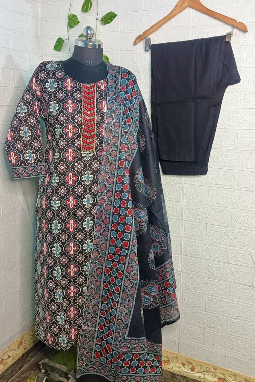 Premium cotton 3pc set/ SET007 - Black 