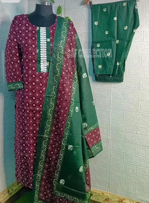 Cotton 3pc sets -ST02 / Wine colour 