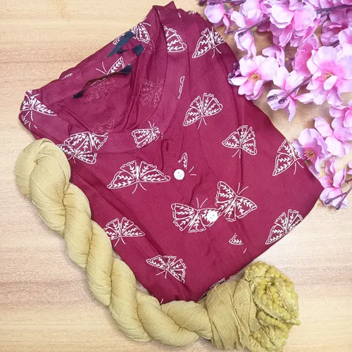 Kurti + duppatta set - KD006 Maroon with sandel