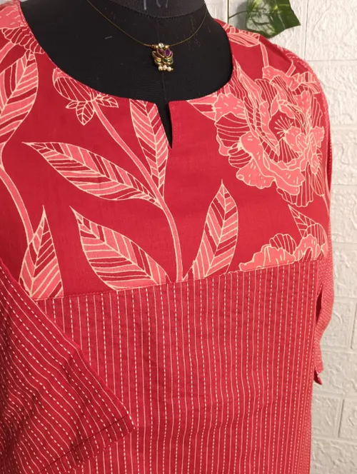 Kantha Cotton Kurtis KC06 - Red