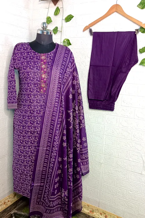 Premium cotton 3pc set/ SET002 - Purple 