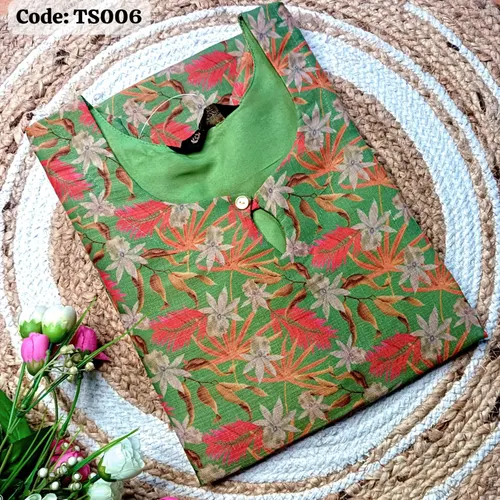 Tissue silk kurtis / TS006 - Pista green