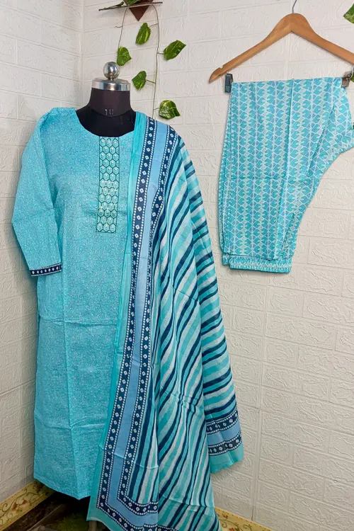 Premium cotton 3 pc set/ SET001- Sea blue