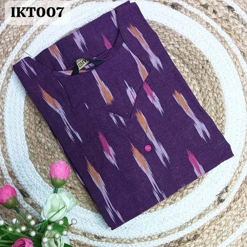 Premium cotton Ikkat A-line kurtis - IKT007 / Wine colour 