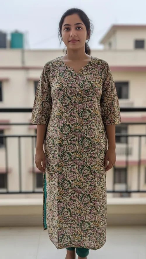 Kalamkari kurti - KLM005 / Green 