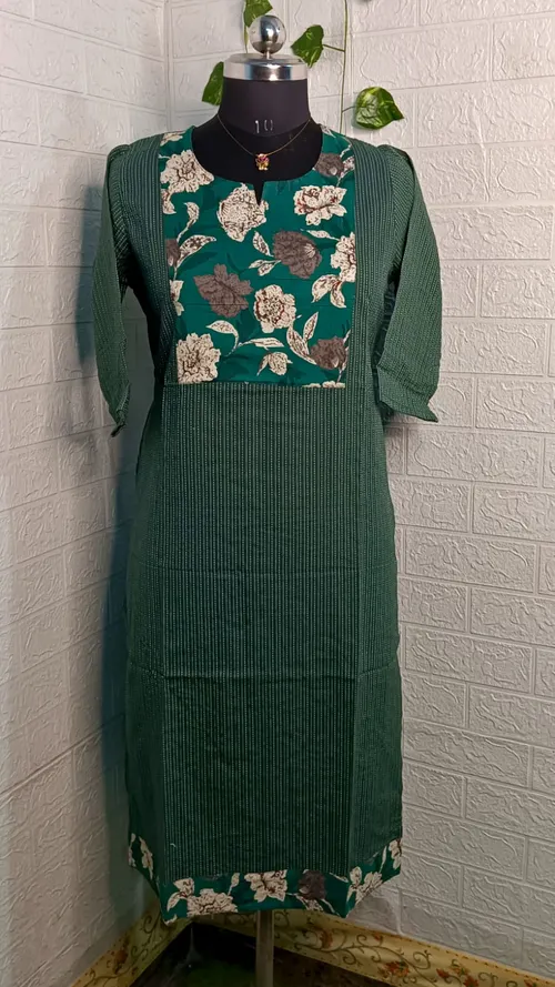 Kantha Cotton Kurtis KC11 - peacock green 