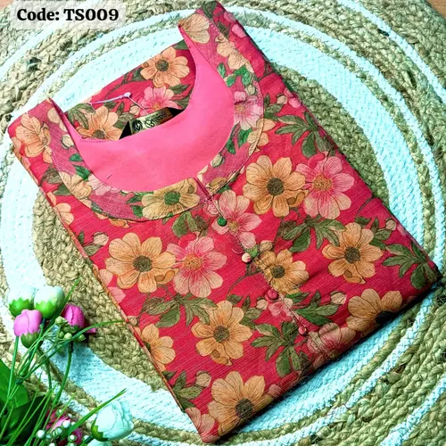 Tissue silk kurti / TS009 - Peach pink