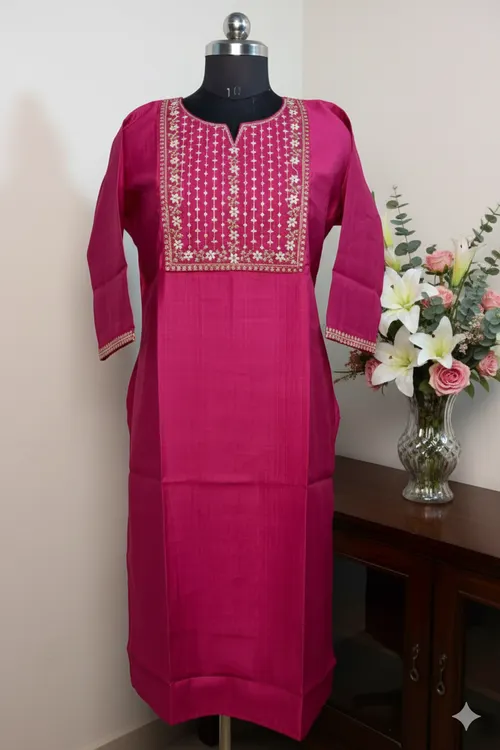 Vatican Silk kurti  VT01 - Megentha pink