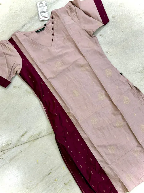 Premium Silk Contrast kurtis - SLK004 / Hassle nut with wine 