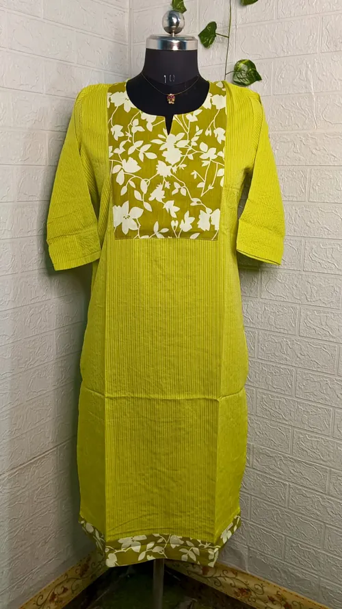 Kantha Cotton Kurtis KC04 - leaf green 