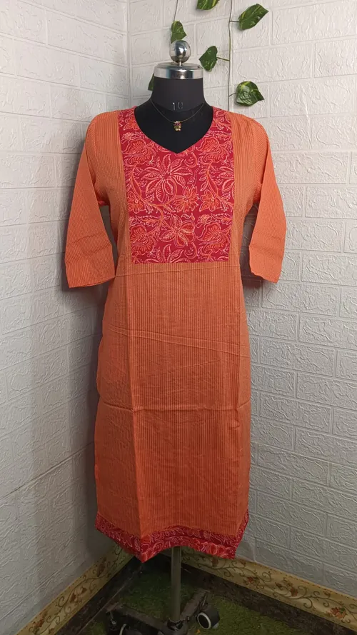 Kantha Cotton Kurtis KC01 - Colour Orange