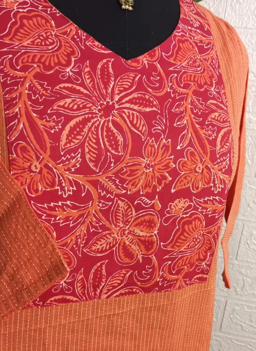 Kantha Cotton Kurtis KC01 - Colour Orange